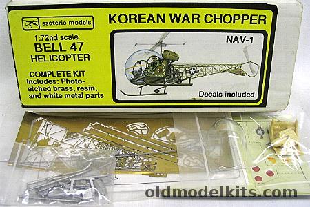 Esoteric 1/72 Bell 47 Korean War Chopper - MASH Helicopter, NAV-1 plastic model kit